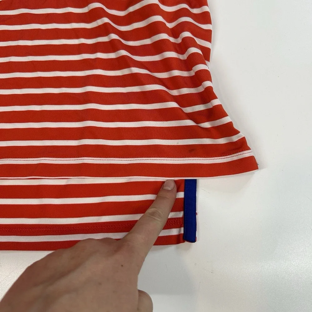 RLX Ralph Lauren Polo Shirt Mens Large Orange Striped Short Sleeve Performance